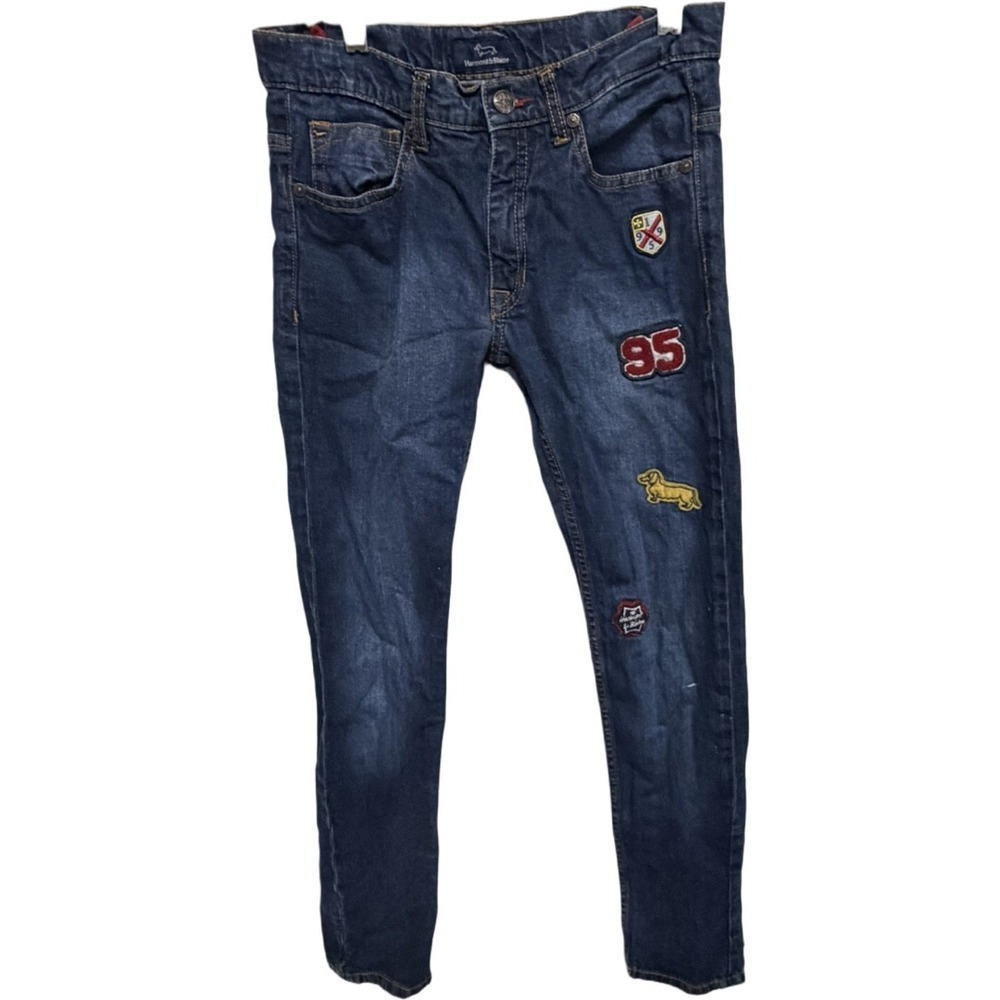 Harmont & Blaine Boys Patch Dog Logo Slim Straight Leg Jeans Size 14 Tween